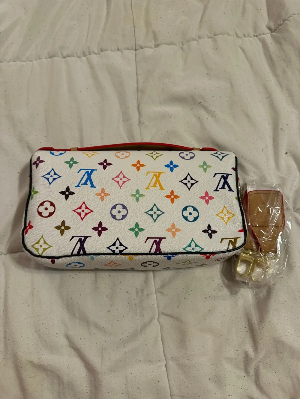 Multicolor Monogram White Canvas Shoulder Bag